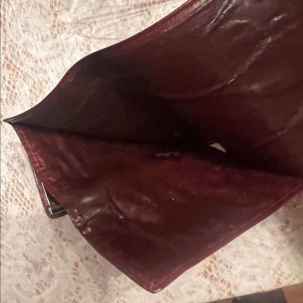 VINTAGE CARTIER kiss lock Burgundy Bordeaux Leather Clutch wallet leather - Picture 6 of 16